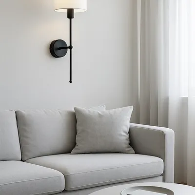 Kinkiet z białym abażurem w stylu modern farmhouse MODENA