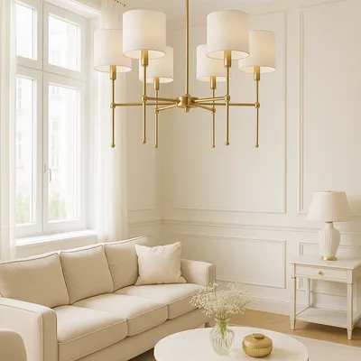 GLAMORO Lampa sufitowa z mosiądzu 6-ramienna w stylu klasycznej elegancji