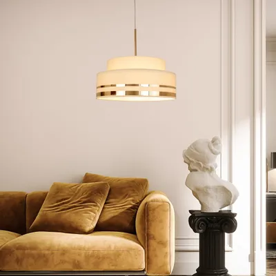 Lampa Tami jasny ecru ze złotymi pasami