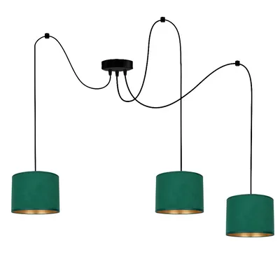 Lampa Loft z abazurami MOHITO GREEN GOLD 3 płomienna