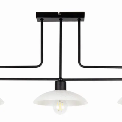 Lampa sufitowa 3-punktowa loft czarna ze szklanymi kloszami – oświetlenie industrialne LED E27