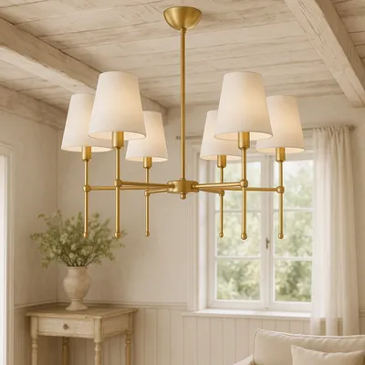 Lampa sufitowa AURORA – elegancki żyrandol 6-ramienny w stylu prowansalskim