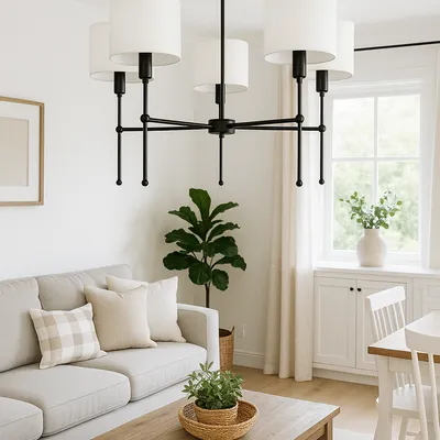 Lampa sufitowa czarna nowoczesna z białymi abazurami MODENA