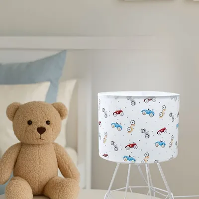Lampa nocna dziecięca LED autka biała E27