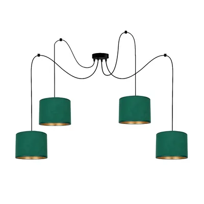 Lampa Loft z abazurami MOHITO GREEN GOLD 4 płomienna