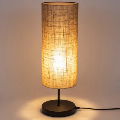 Lampka nocna gabinetowa BOHO len czarna