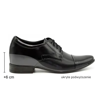 Buty męskie wizytowe skórzane P10 podwyższające + 6 cm czarne