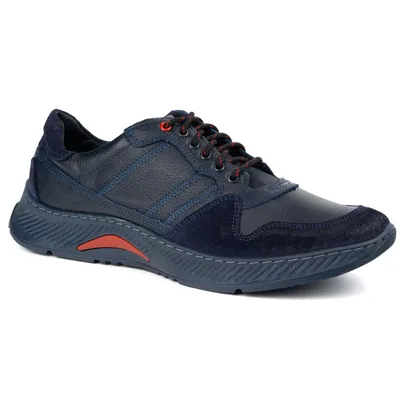 Buty męskie skórzane sznurowane SPORT STYLE 315GT floter granatowe