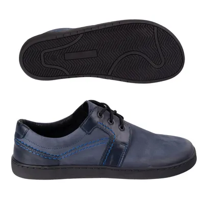 BAREFOOT Męskie buty skórzane sznurowane minimalistyczne 115KZ granatowe