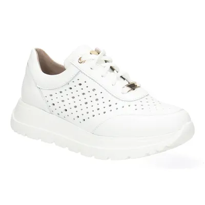 Skórzane Sneakersy Damskie Biały Verona Perforowane Pollonus 5-1732-003