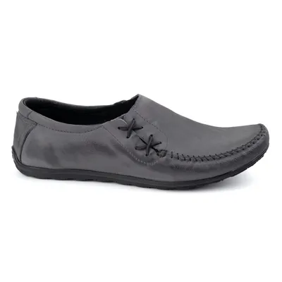 Buty męskie mokasyny skórzane wsuwane 306KZ szare