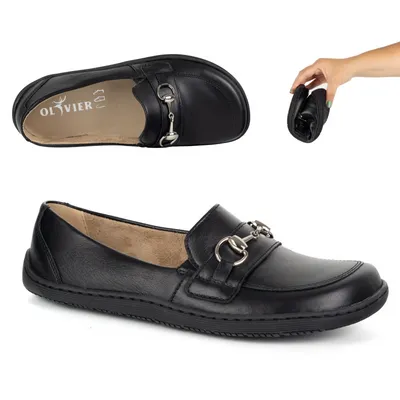 Barefoot damskie mokasyny skórzane minimalistyczne letnie 1288AR czarne