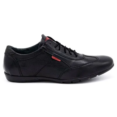 Buty męskie skórzane czarne casual 7097DT