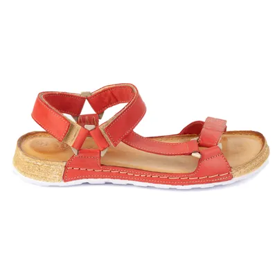 Sandały damskie barefoot-friendly Kallia skórzane czerwone 0782W