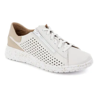 Półbuty damskie sneakersy skórzane ażurowe 0720PW białe