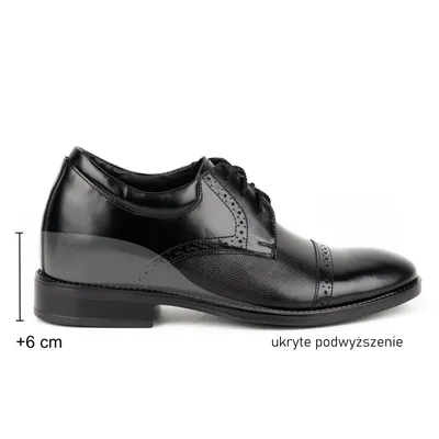Buty męskie skórzane podwyższające + 6 cm wizytowe MP45KB czarne