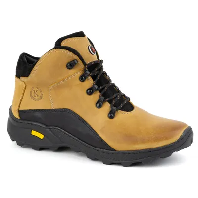 Buty męskie trzewiki skórzane zimowe 903K camel żółte
