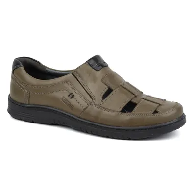 Buty męskie skórzane casual 86KAM zielone