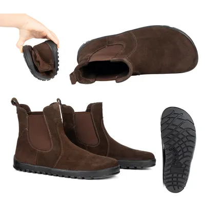 Damskie sztyblety barefoot zimowe Olivier 1797POL czarne skórzane