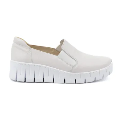 Buty damskie skórzane wsuwane czółenka 0721W białe