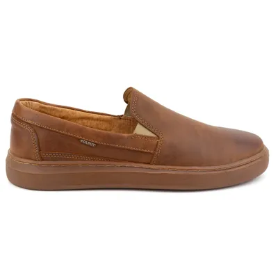 Buty męskie wsuwane ze skóry naturalnej POLBUT 2124 camel
