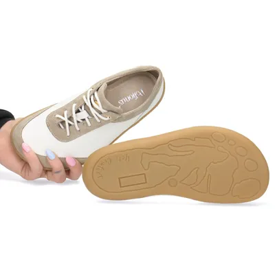 Skórzane pólbuty damskie Pollonus Białe Verona + Welur Barefoot 5-1769-004