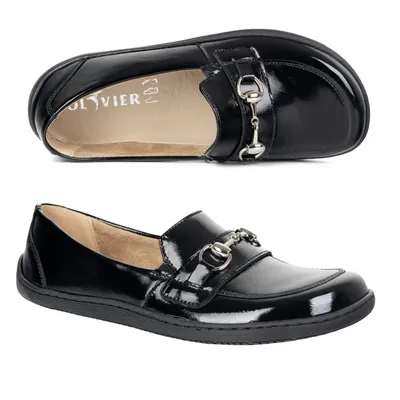 Barefoot damskie mokasyny skórzane minimalistyczne letnie 1288AR czarny lakier