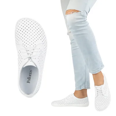 Skórzane pólbuty damskie Pollonus Białe Barefoot 5-1288-018