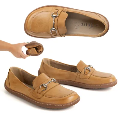 Barefoot damskie mokasyny skórzane minimalistyczne letnie 1288AR brązowe