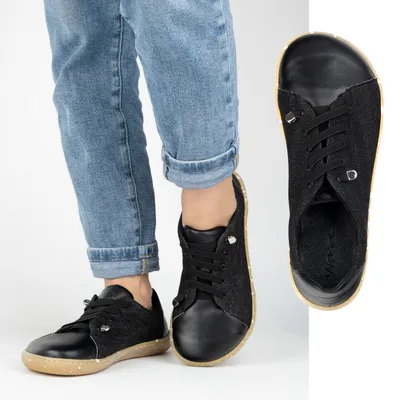 Buty damskie barefoot minimalistyczne skórzane 0771W czarne jeans
