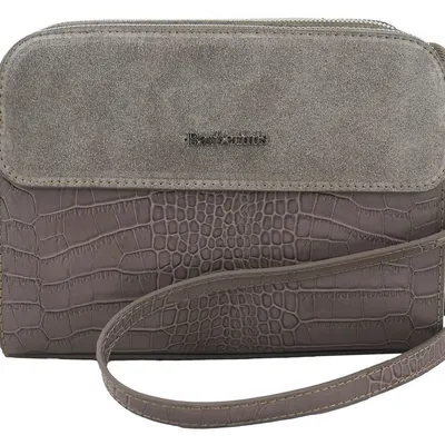 Stylowa torebka crossbody trzykomorowa - Beżowa ciemna