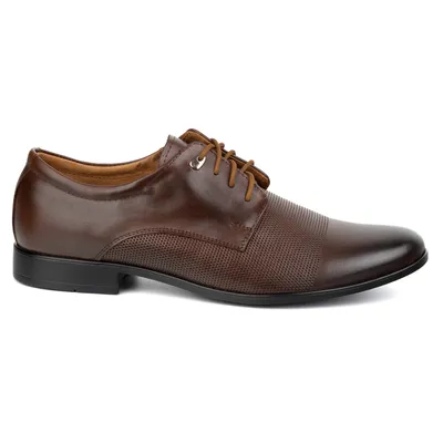 Buty męskie eleganckie skórzane 271T2 brązowe
