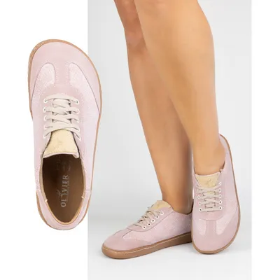 Buty barefoot damskie skórzane Olivier Eliza kwiaty różowe