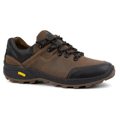 Buty męskie trekkingowe skórzane niskie 515 brązowe