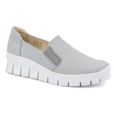 Buty damskie skórzane wsuwane czółenka 0721W niebieskie
