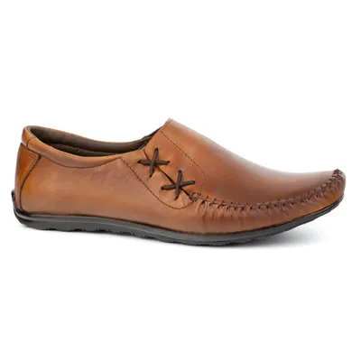 Buty męskie mokasyny skórzane wsuwane 306KZ brązowe