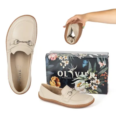 Barefoot damskie mokasyny skórzane minimalistyczne letnie 1288AR beżowe