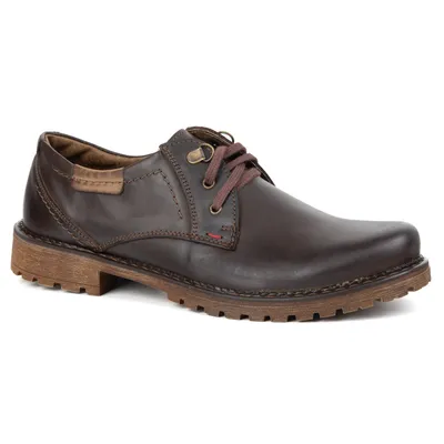 Buty męskie skórzane OLIVIER 312GT ciemno brązowe