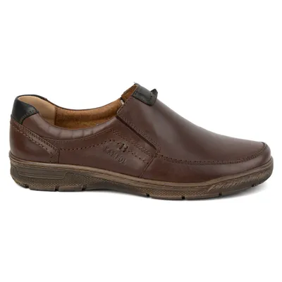 Buty męskie skórzane casual wsuwane 58KAM licowe brązowe