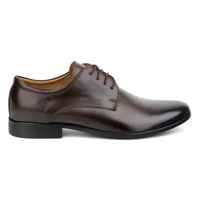 Buty męskie skóra wizytowe 271T9LU ciemny brąz