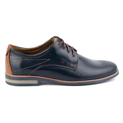 Buty męskie skórzane eleganckie 825K granatowe