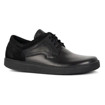 Buty męskie casual skórzane sznurowane BAREFOOT FRIENDLY 1291 czarne
