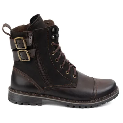 Buty męskie sztyblety militarne motocyklowe skórzane 83KZ brązowe