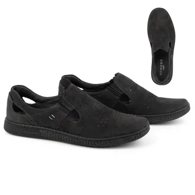 Buty męskie skórzane mokasyny 864 CZARNE