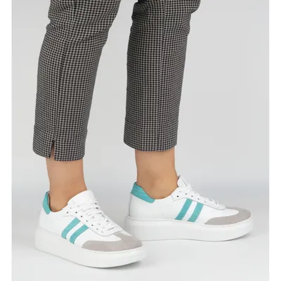 Damskie sneakersy skórzane na platformie Olivier N1068S5 białe