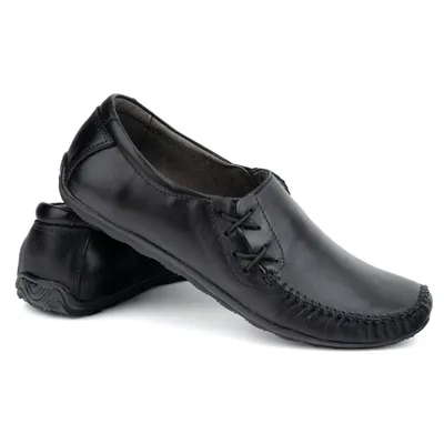 Buty męskie mokasyny skórzane wsuwane 306KZ czarne