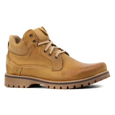 Buty męskie ocieplane śniegowce 885 camel Zamek, Sznurowane, Zimowe
