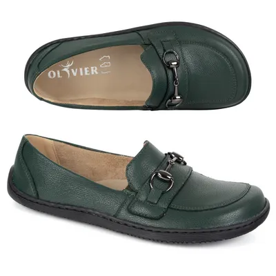Barefoot damskie mokasyny skórzane minimalistyczne letnie 1288AR zielone