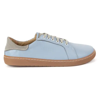 Aura: Jasnoniebieskie Damskie Buty Barefoot | Casualowe Sneakersy Skórzane, Szeroki Toe Box