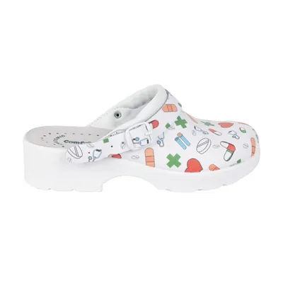 Buty damskie skórzane chodaki klapki w medyczne wzory comfooty Alice